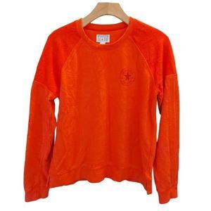 Converse All Star Sweatshirt Womens Pullover Large Orange Knit Long Sleeve